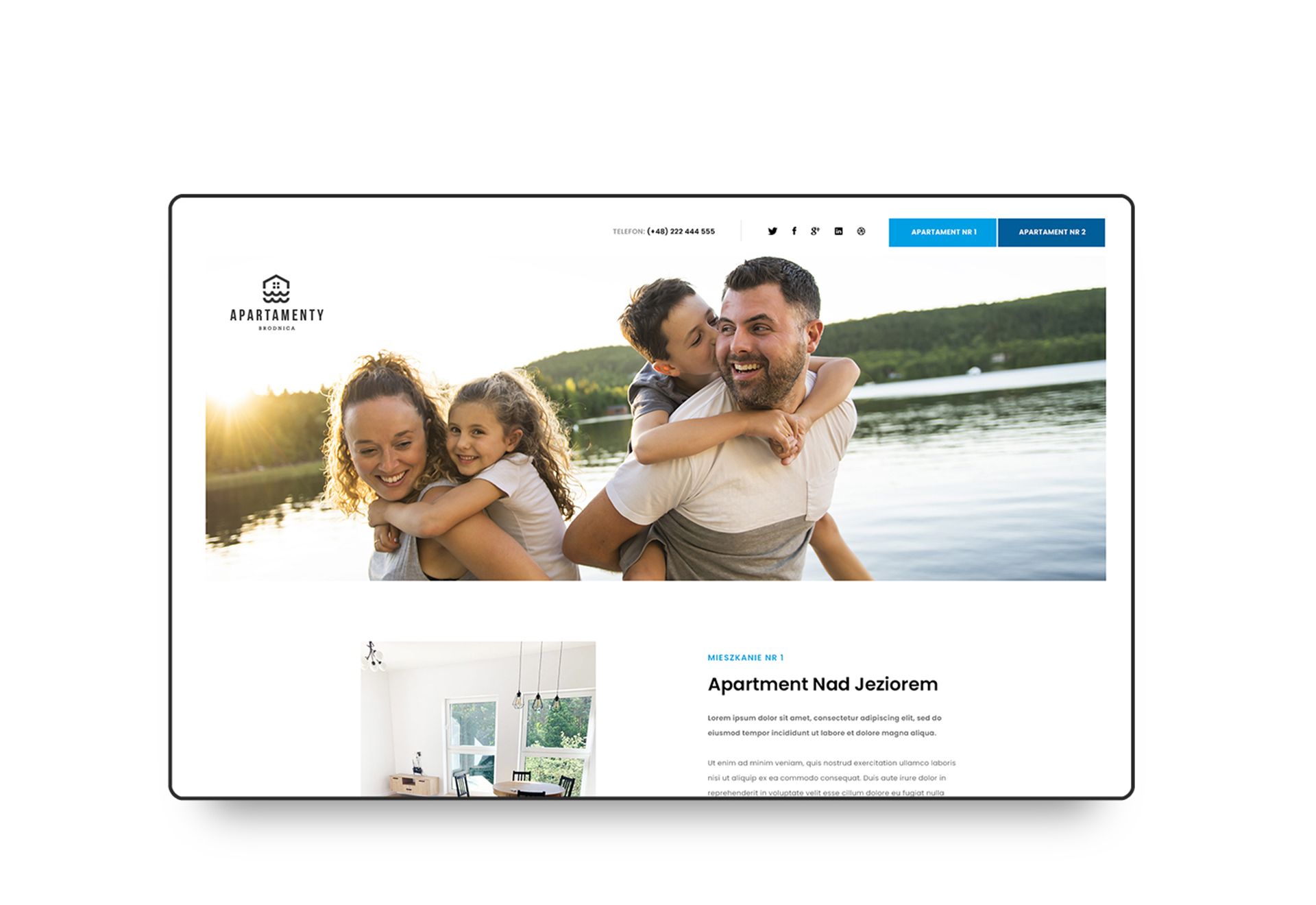strona internetowa apartamentów nad jeziorem